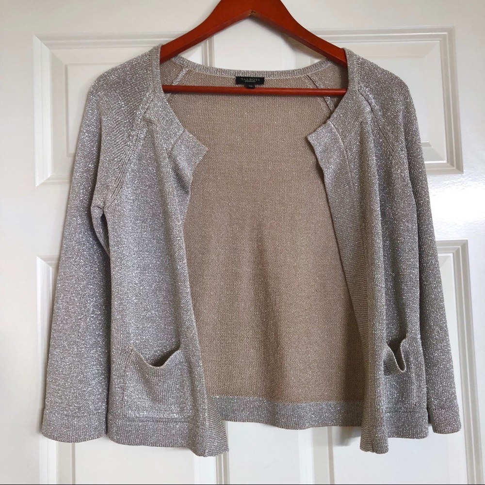 Talbots silver knit cardigan